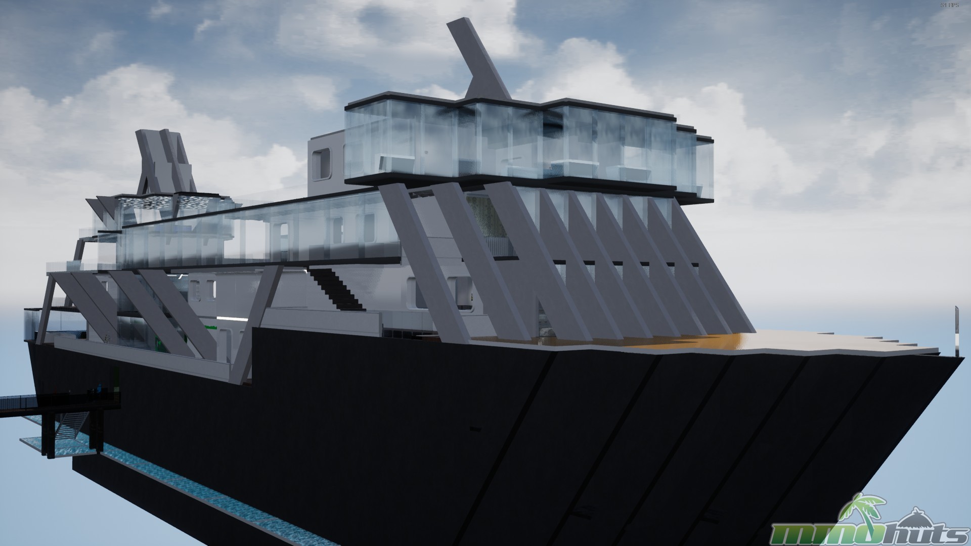 Screenshot of a yacht shaped gallery in Occupy White Walls