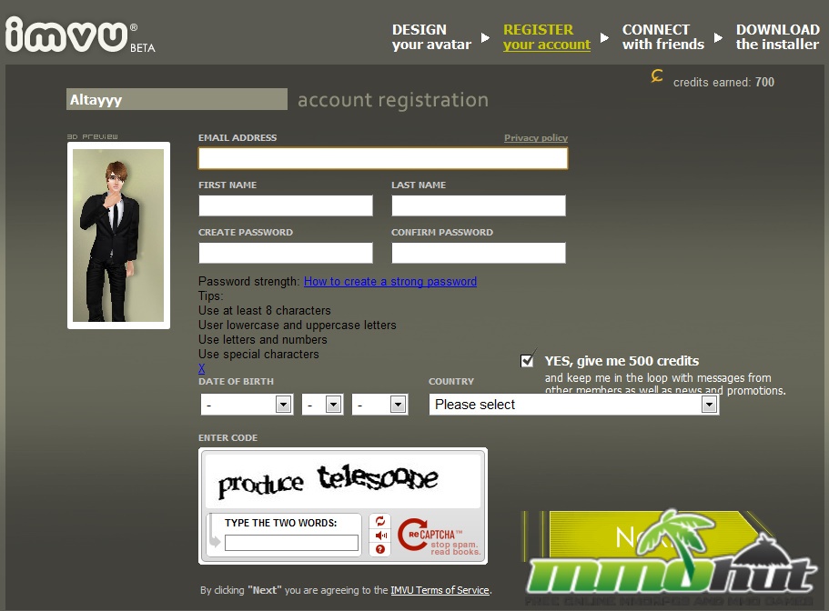 IMVU online registration. Play online game IMVU. Online game IMVU