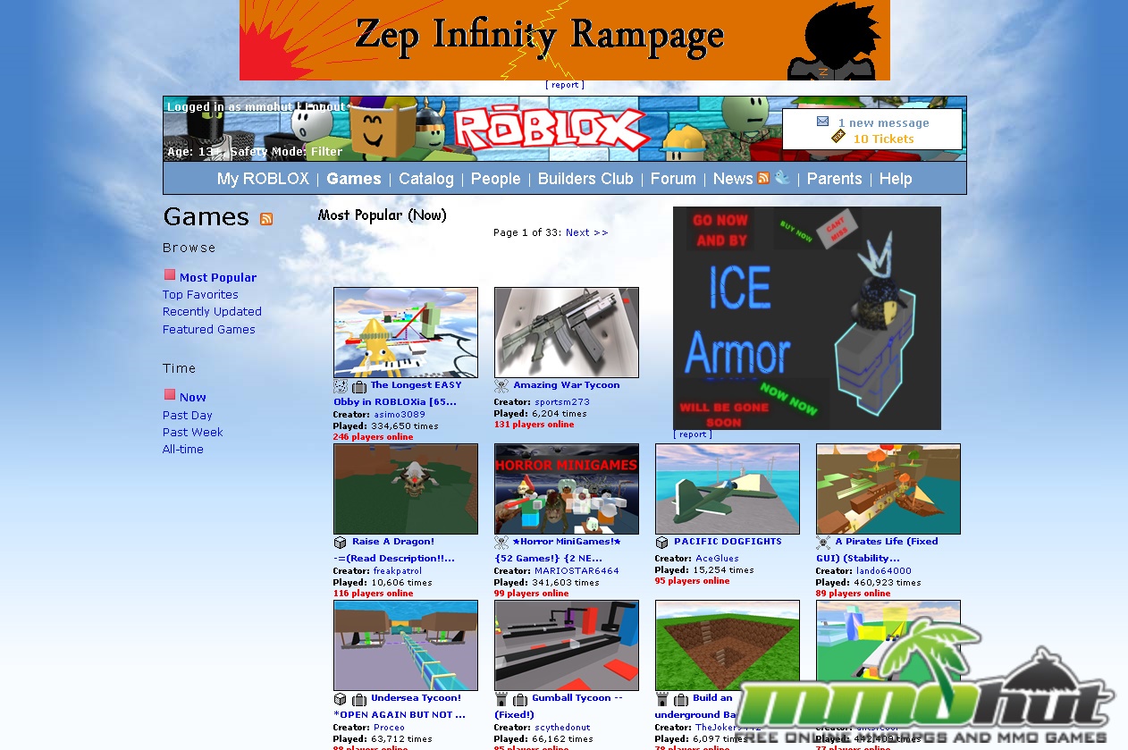 open home page of roblox