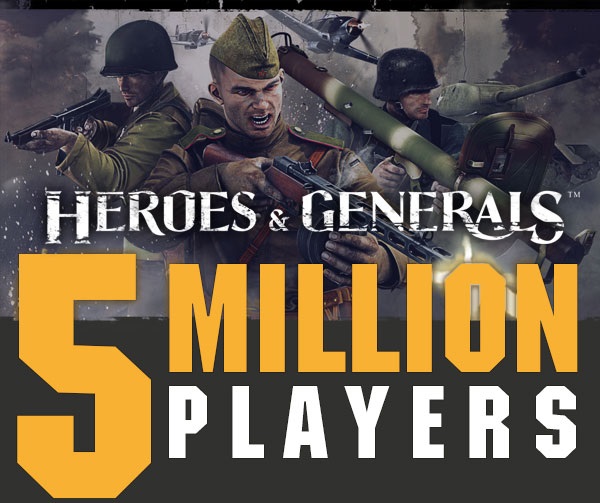 More than 5 million Heroes & Generals players worldwide Post Header