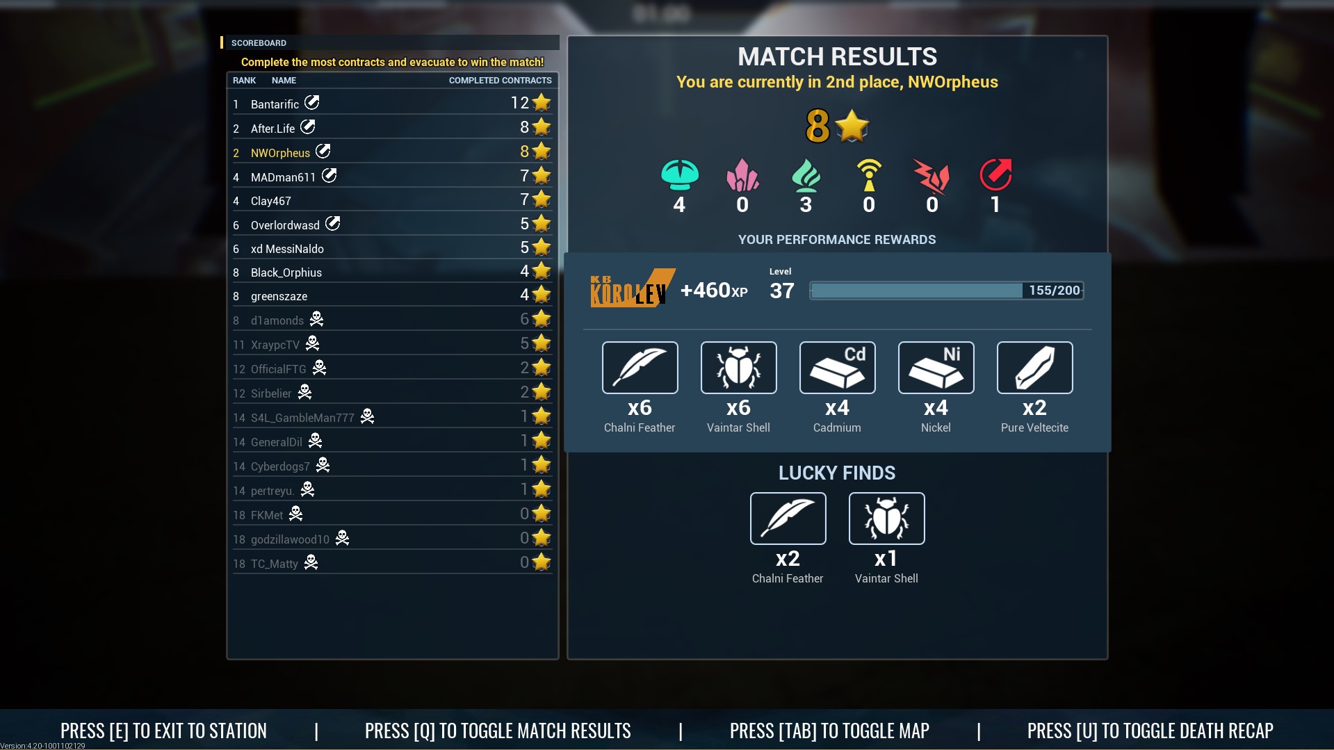 The Cycle Match Results Screenshot
